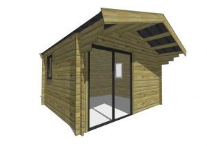 Abri jardin bois moderne porte coulissante vitrée