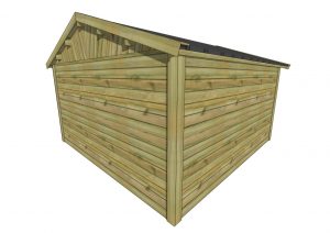 Abri de jardin en bois traité avec toit monopente.