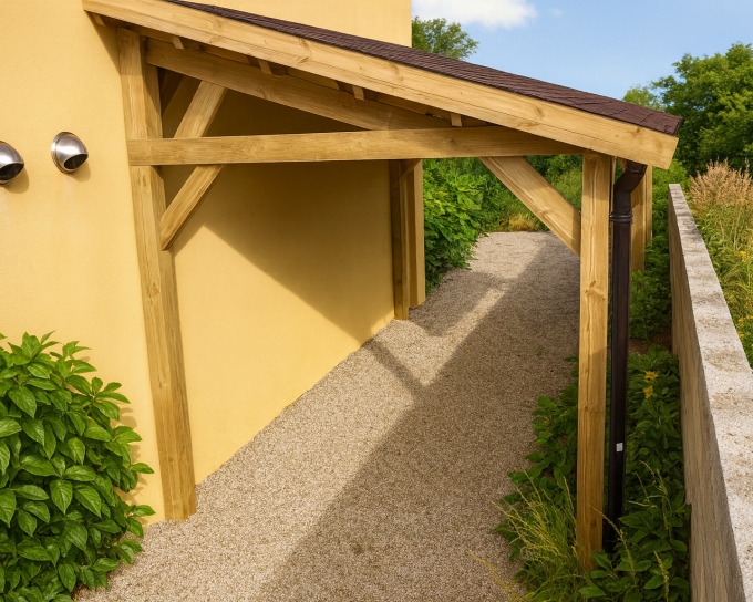 carport |Pin Sylvestre autoclave| 3x6m | Poteaux bois 12x12cm | Bandeaux : Clin 28mm