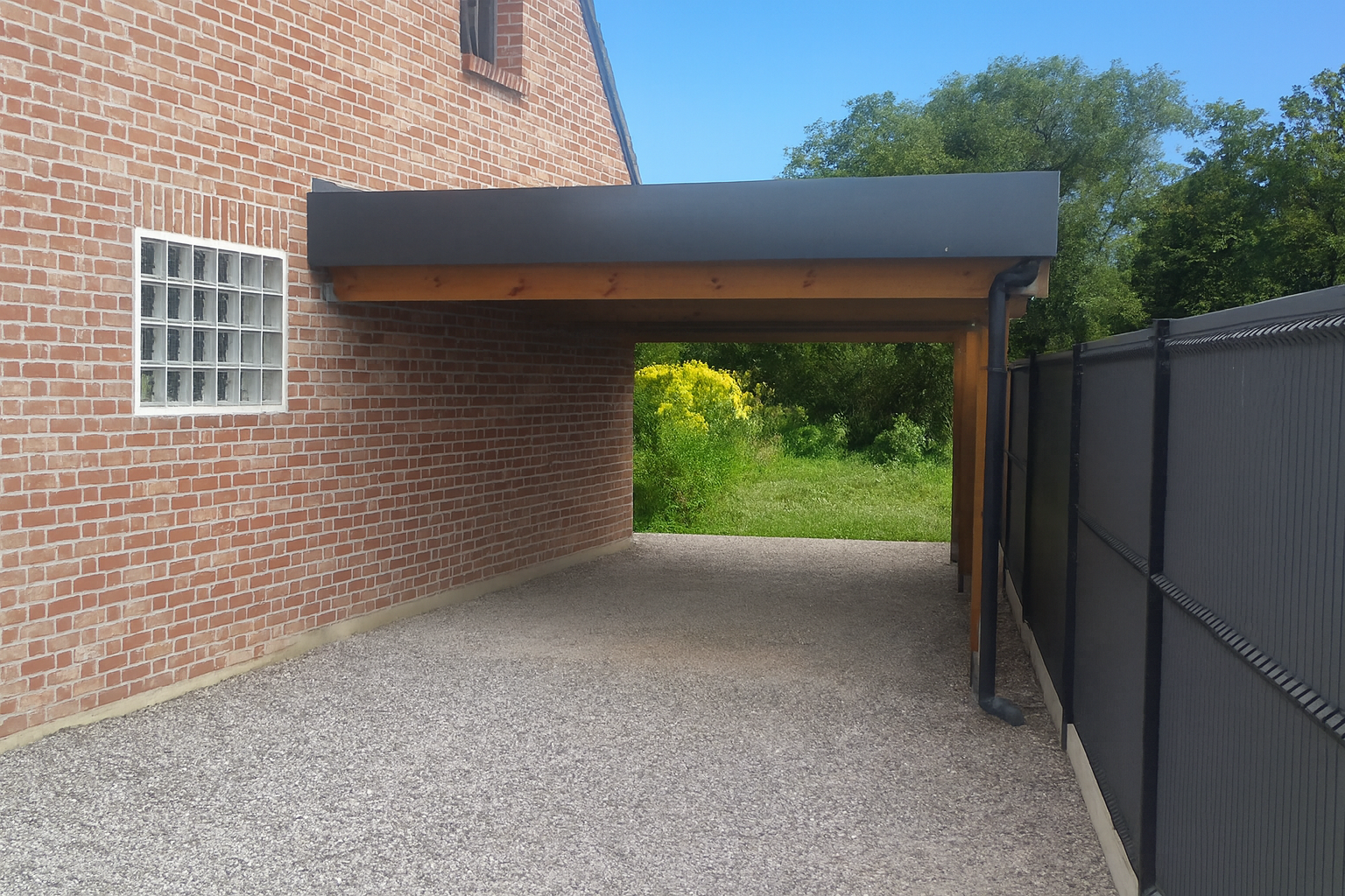carport |Pin Sylvestre autoclave| 3x6m | Poteaux bois 12x12cm | Bandeaux : Acier ral 7016