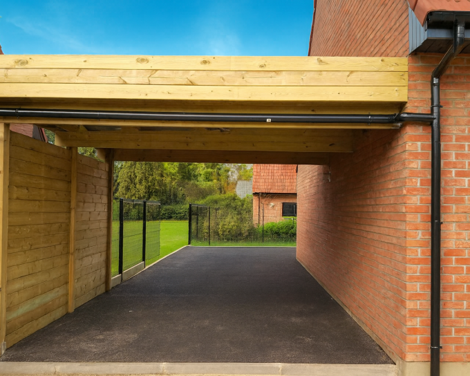 carport |Pin Sylvestre autoclave| 3x6m | Poteaux bois 12x12cm | Bandeaux : Clin 28mm