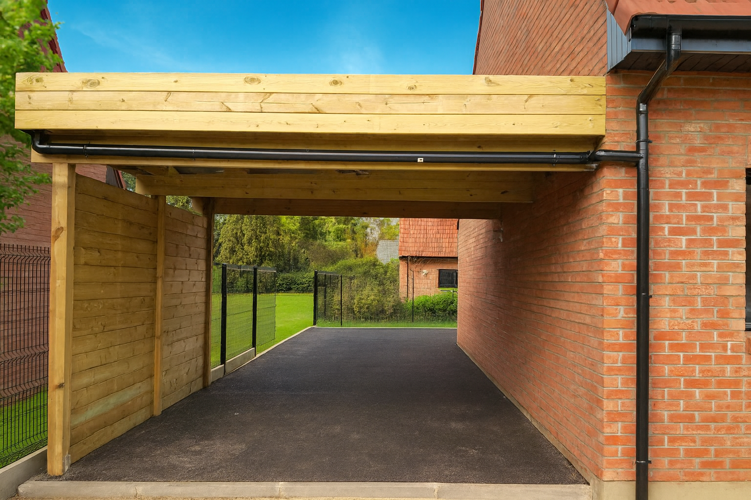 carport |Pin Sylvestre autoclave| 3x6m | Poteaux bois 12x12cm | Bandeaux : Clin 28mm