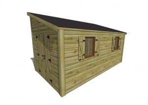 Abri de jardin ossature bois 22x25 deux pans