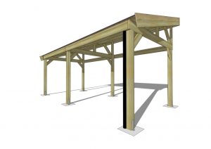 carport |Pin Sylvestre autoclave| 3x6m | Poteaux bois 12x12cm | Bandeaux : Clin 28mm – Image 4