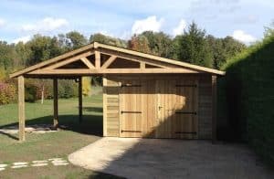 Garage carport Anjou en bois madrier