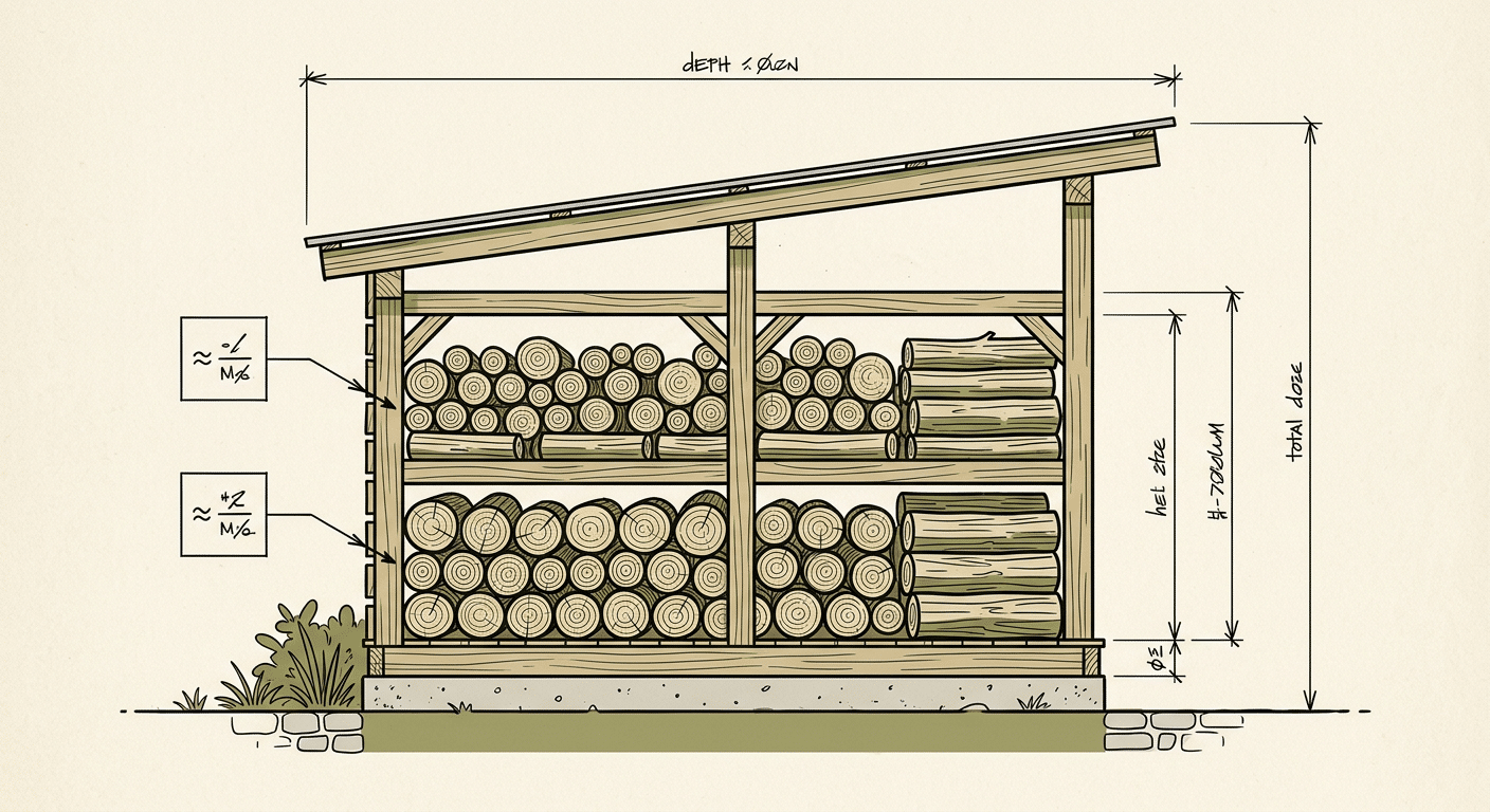 Plan coté d'un abri bûches 10 stères