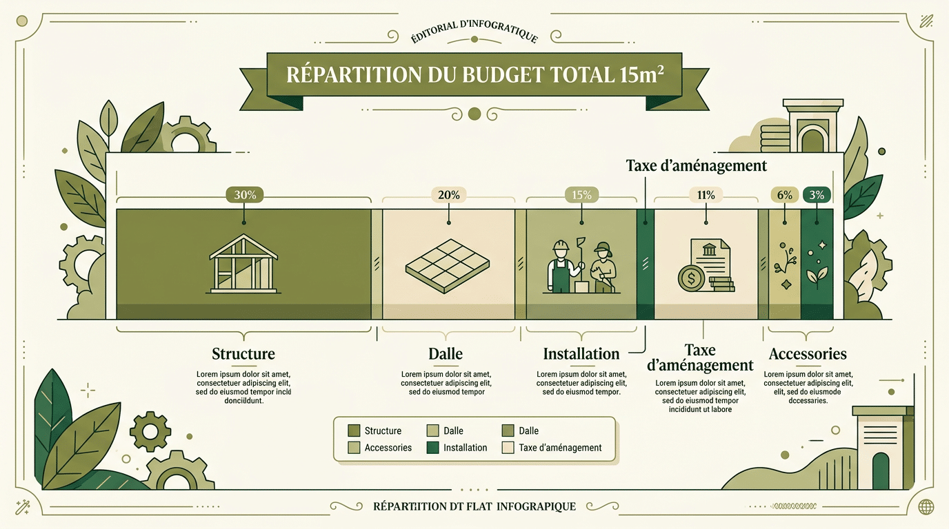 Répartition du budget total d'un 15 m²