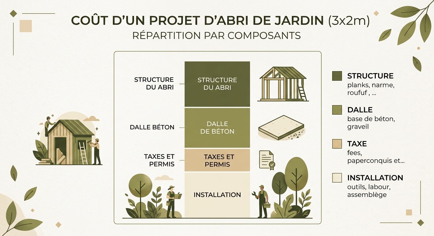 Répartition du budget pour un projet abri 3×2 m complet