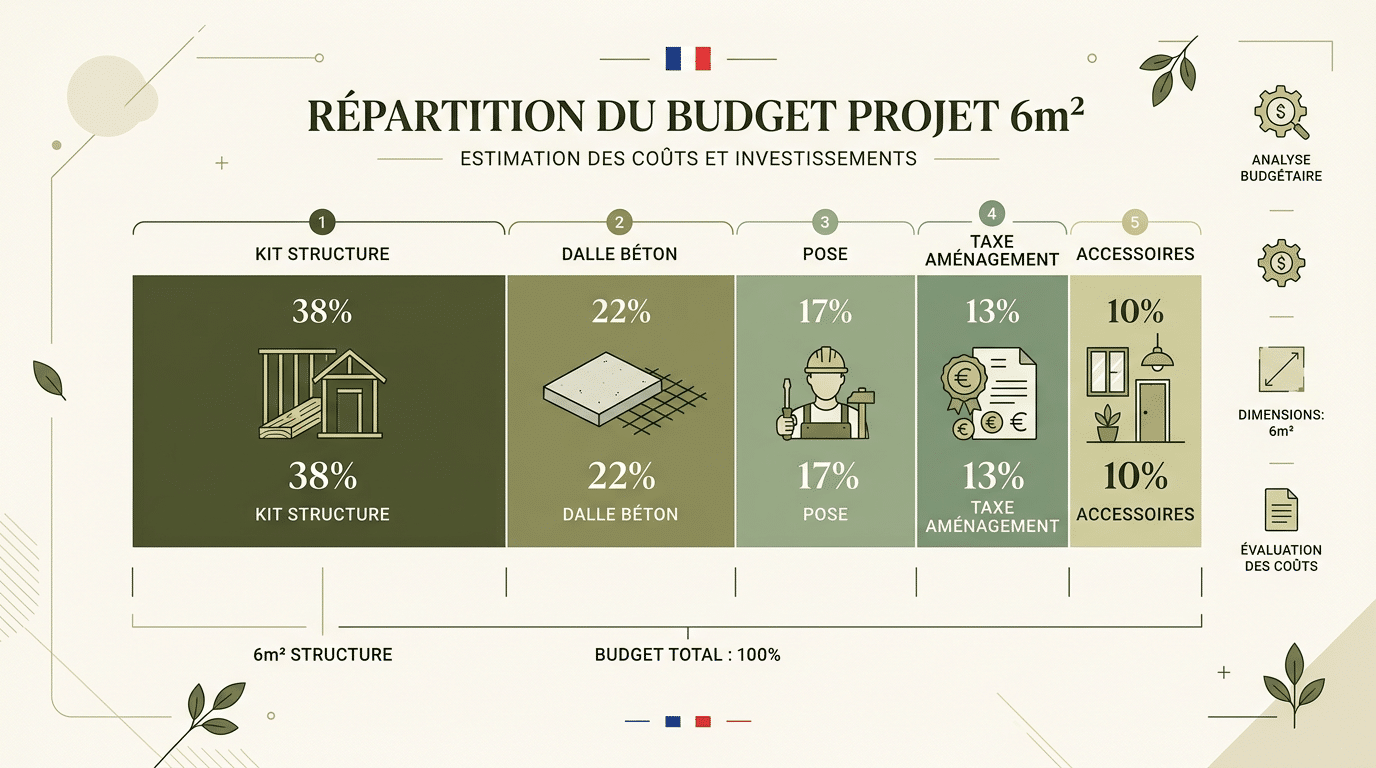 Répartition du budget d'un projet 6 m² complet