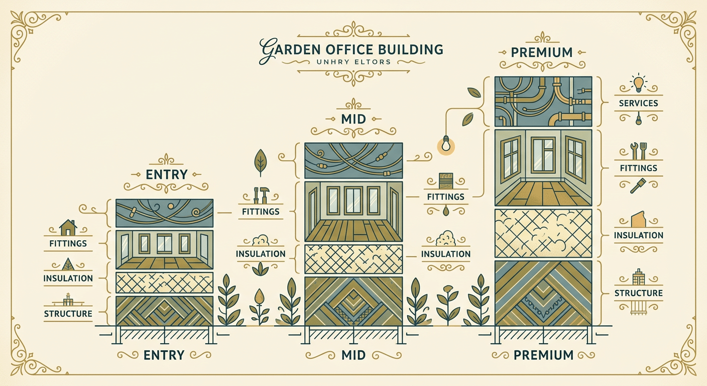 Trois tiers budgétaires pour un bureau de jardin