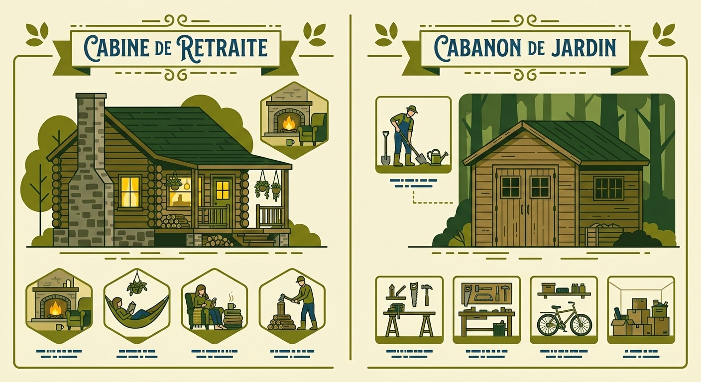 Comparaison visuelle cabane vs abri de jardin