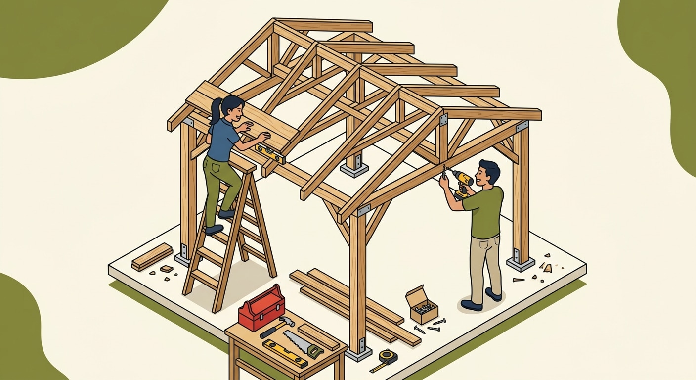 Pose DIY d'un carport bois entrée de gamme
