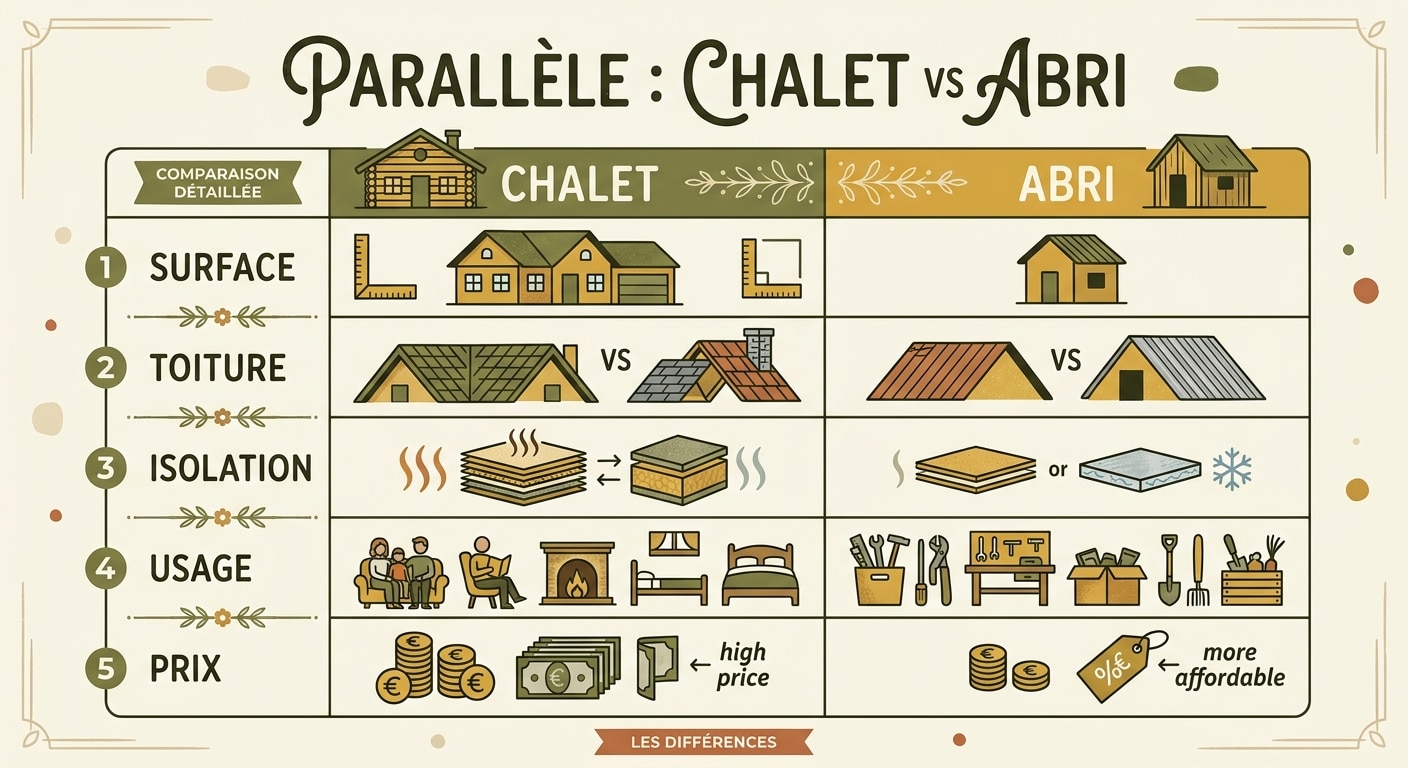 Six critères qui différencient chalet et abri de jardin