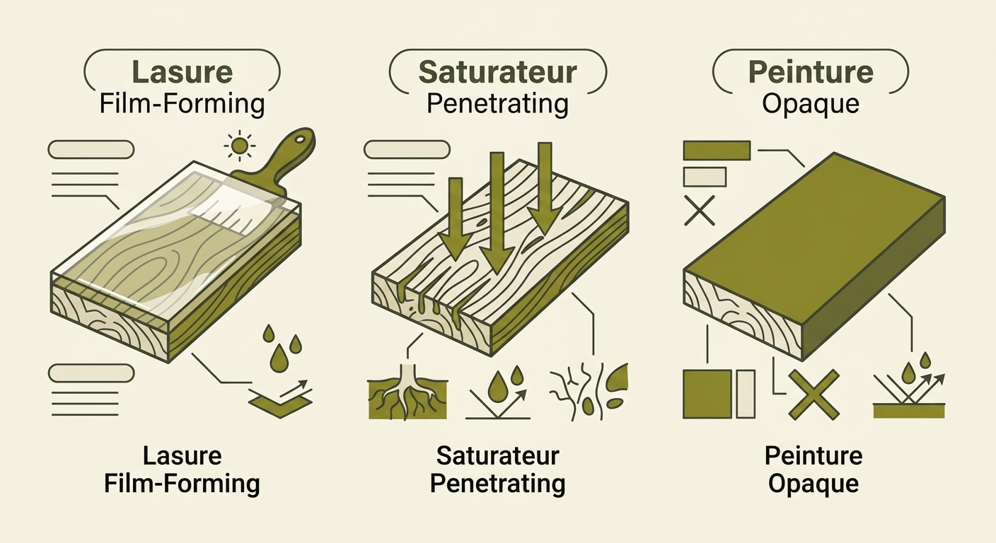 Trois familles de produits pour l'entretien bois