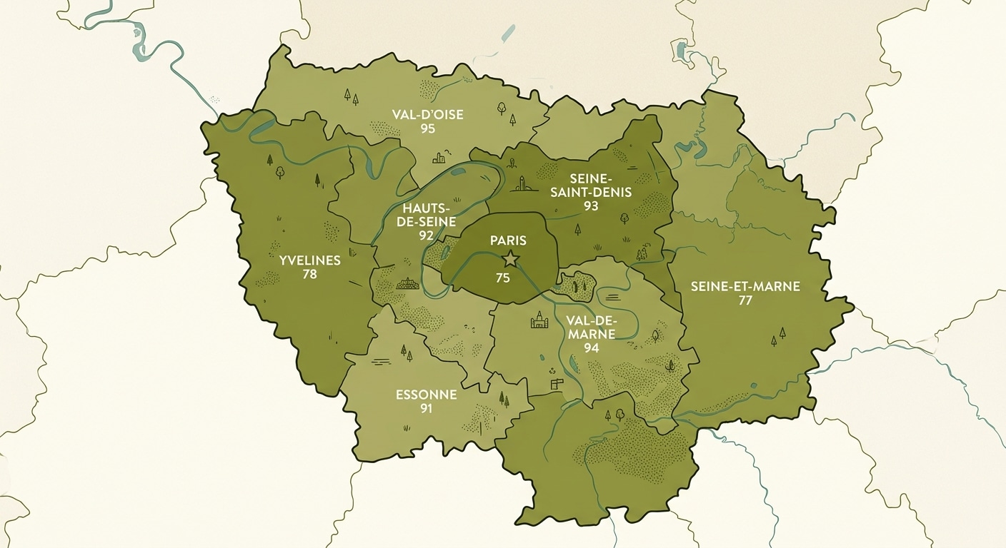 Les huit départements de la région parisienne couverts par Cerisier