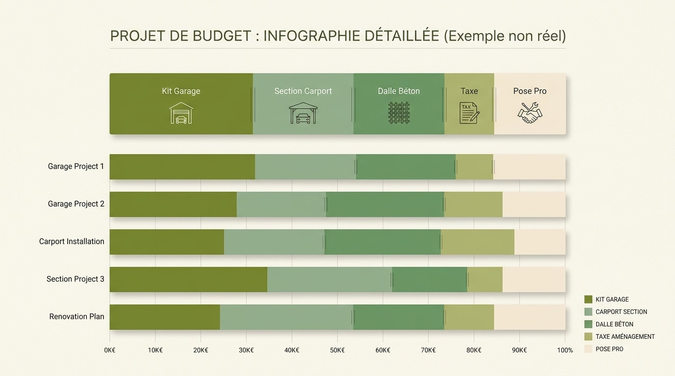 Répartition budgétaire d'un projet combiné garage + carport