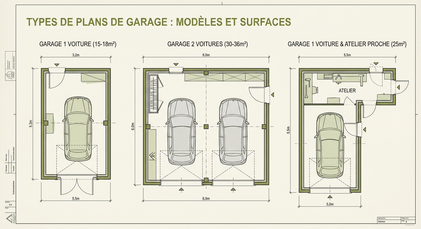 Trois configurations de garage en bois