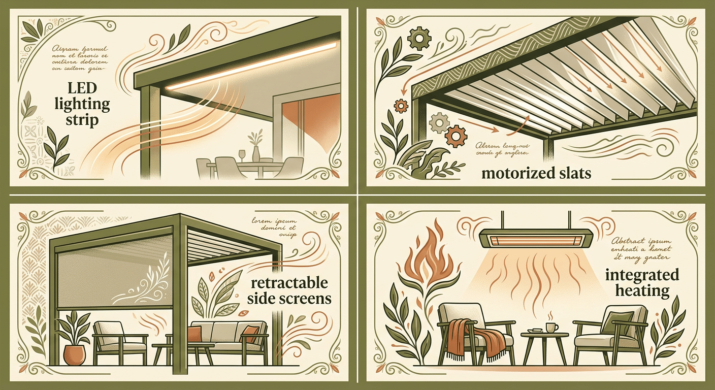 Quatre options confort pour pergola bioclimatique