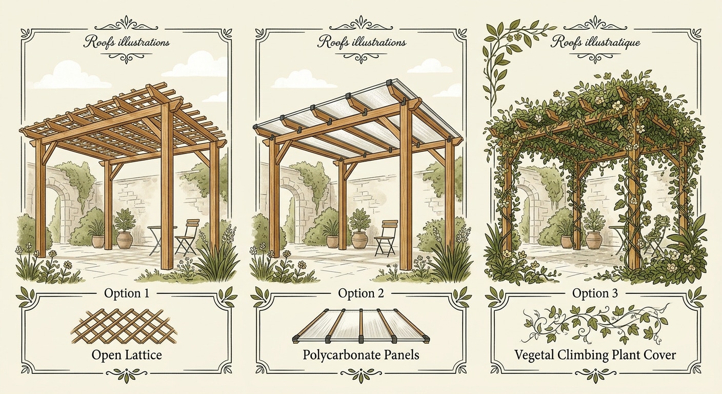 Trois options de couverture pour pergola adossée