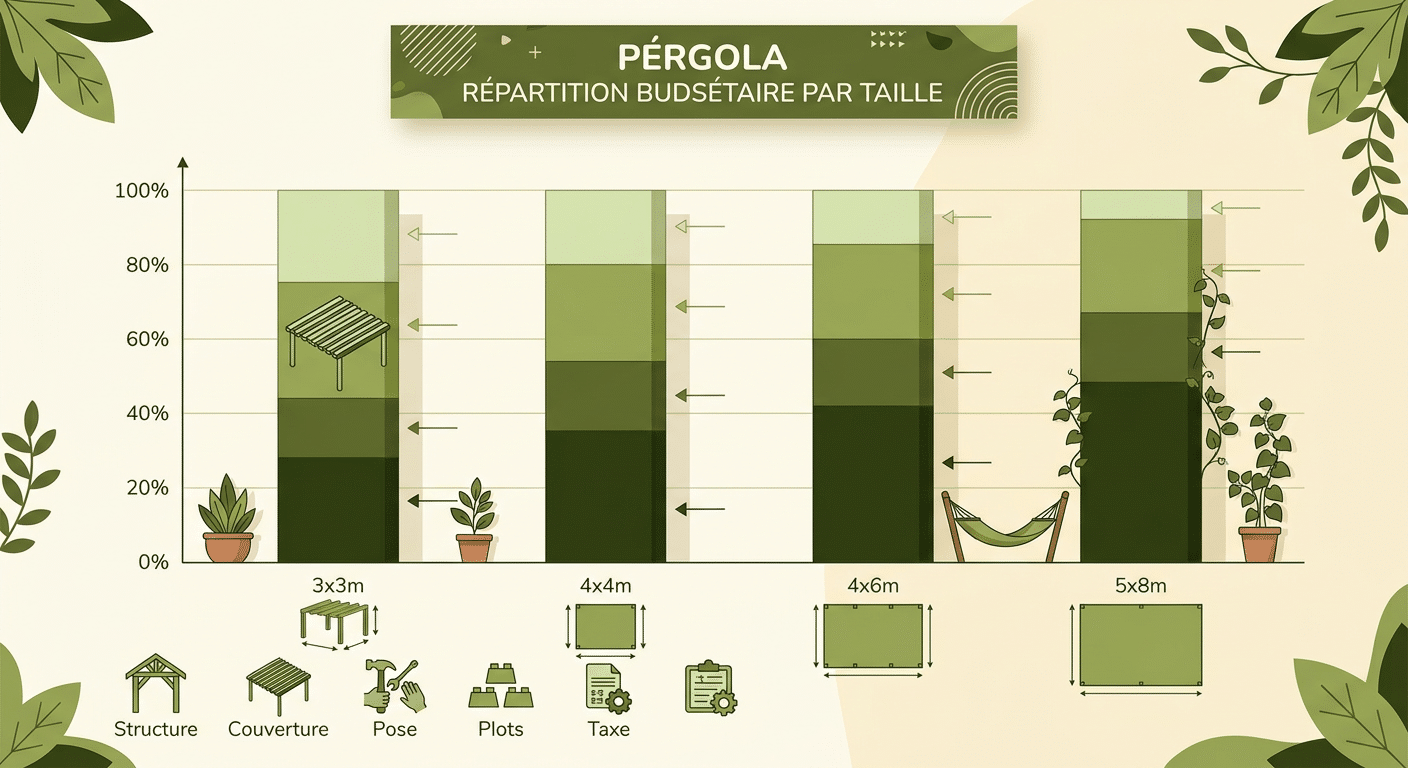 Budget par taille de pergola bois Cerisier