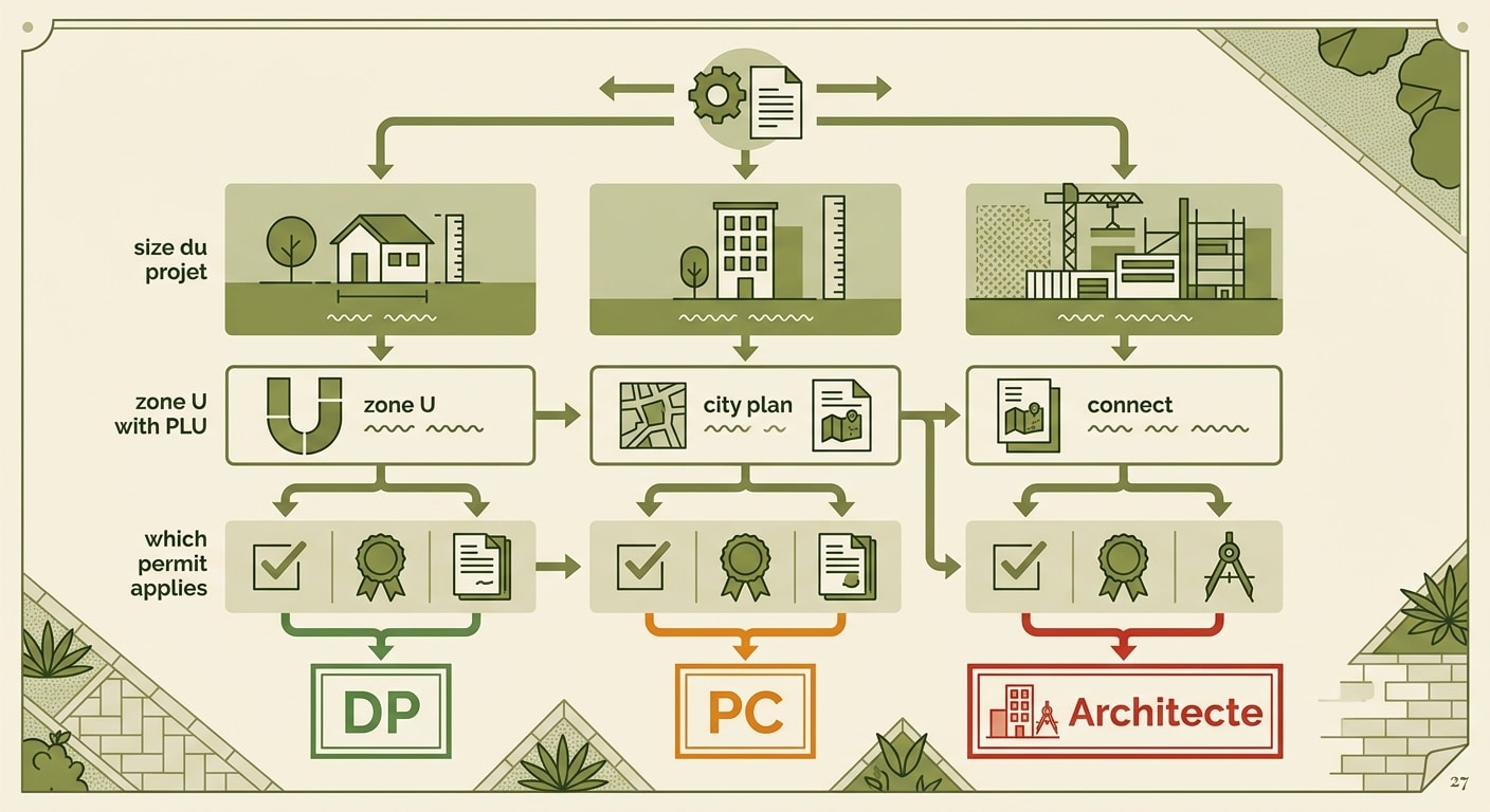 Arbre de décision : DP, permis de construire ou architecte obligatoire