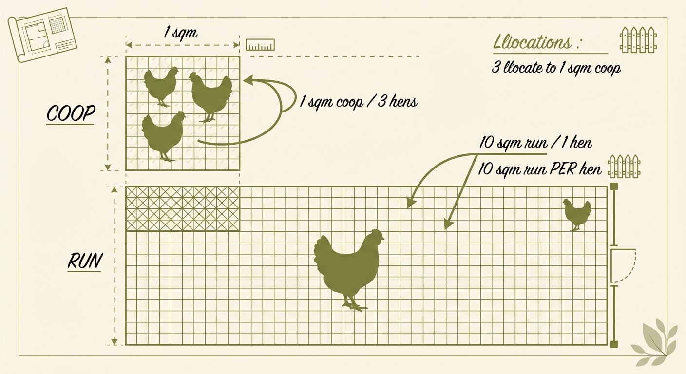 Surface nécessaire selon le nombre de poules