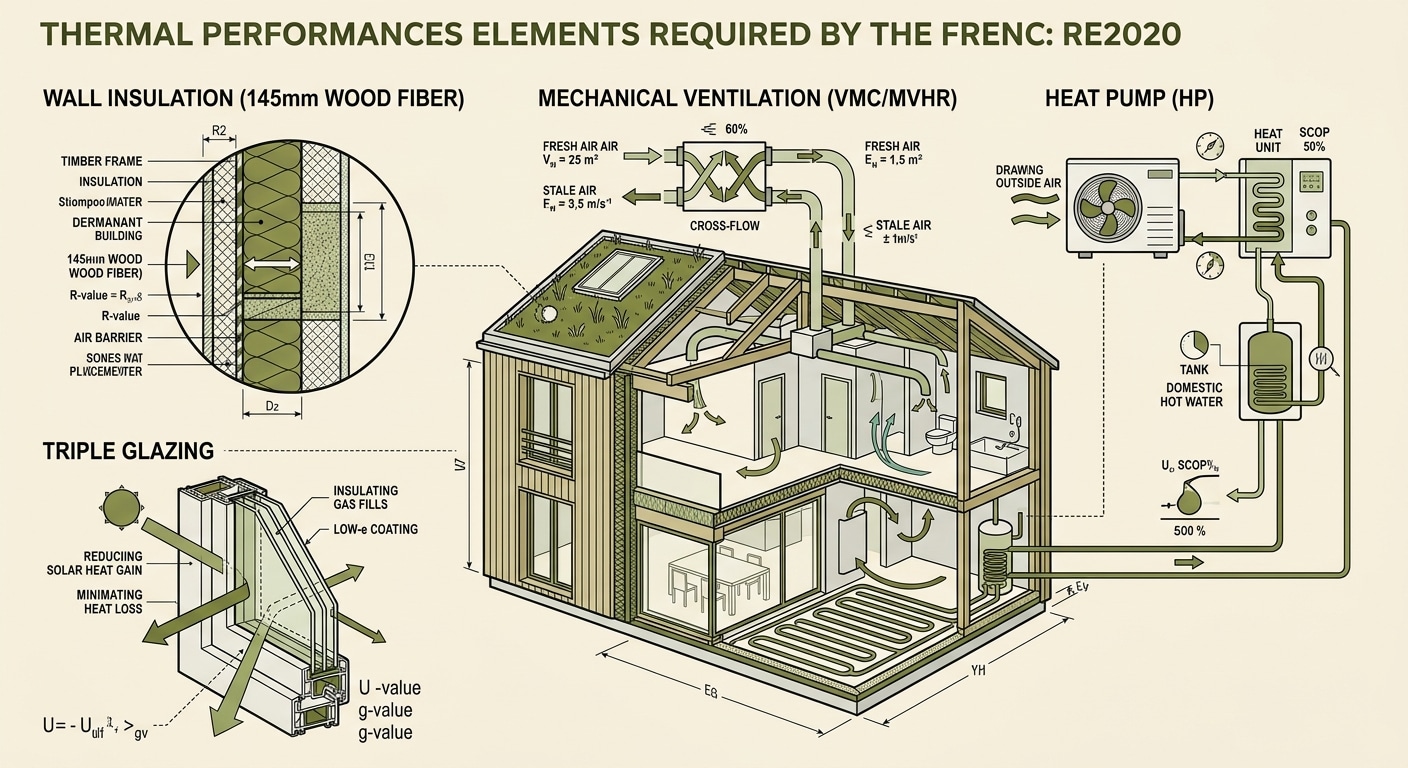Performance RE2020 d'un studio habitable 20 m²