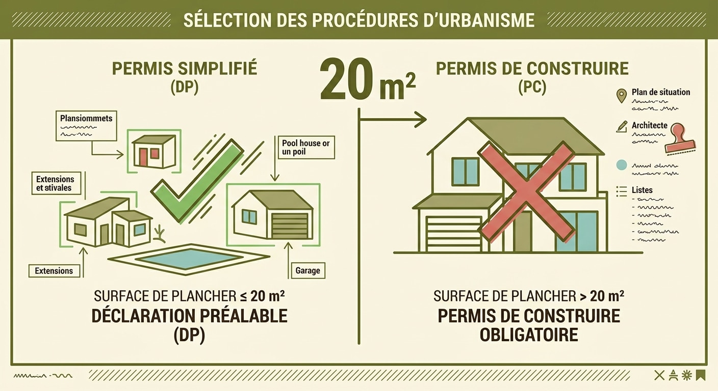 Le seuil des 20 m² qui sépare DP et permis de construire