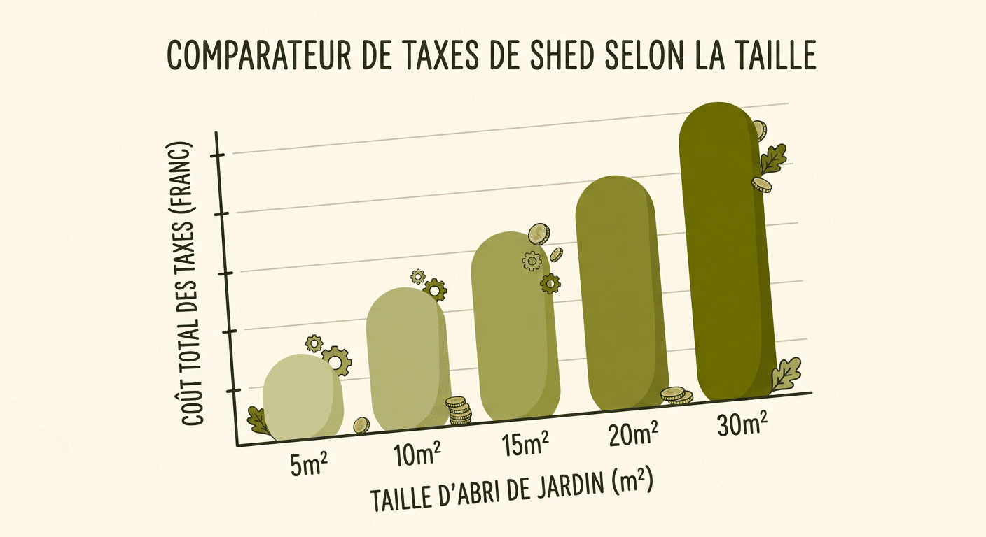 Total des taxes selon la taille de l'abri